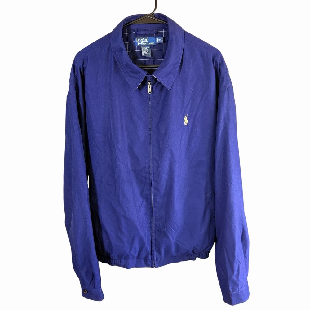 VTG Polo Ralph Lauren Harrington Bomber Golf Jacket Mens 2XL Lined Blue Preppy